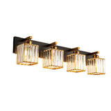 Modern Luxury Square Crystal Vanity Wall Sconce Light with Electroplated Metal Frame for Mirror