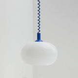 Modern Macaron Spring Glass Pendant Light Colorful Metal Fixture for Kitchen Dining Rooms