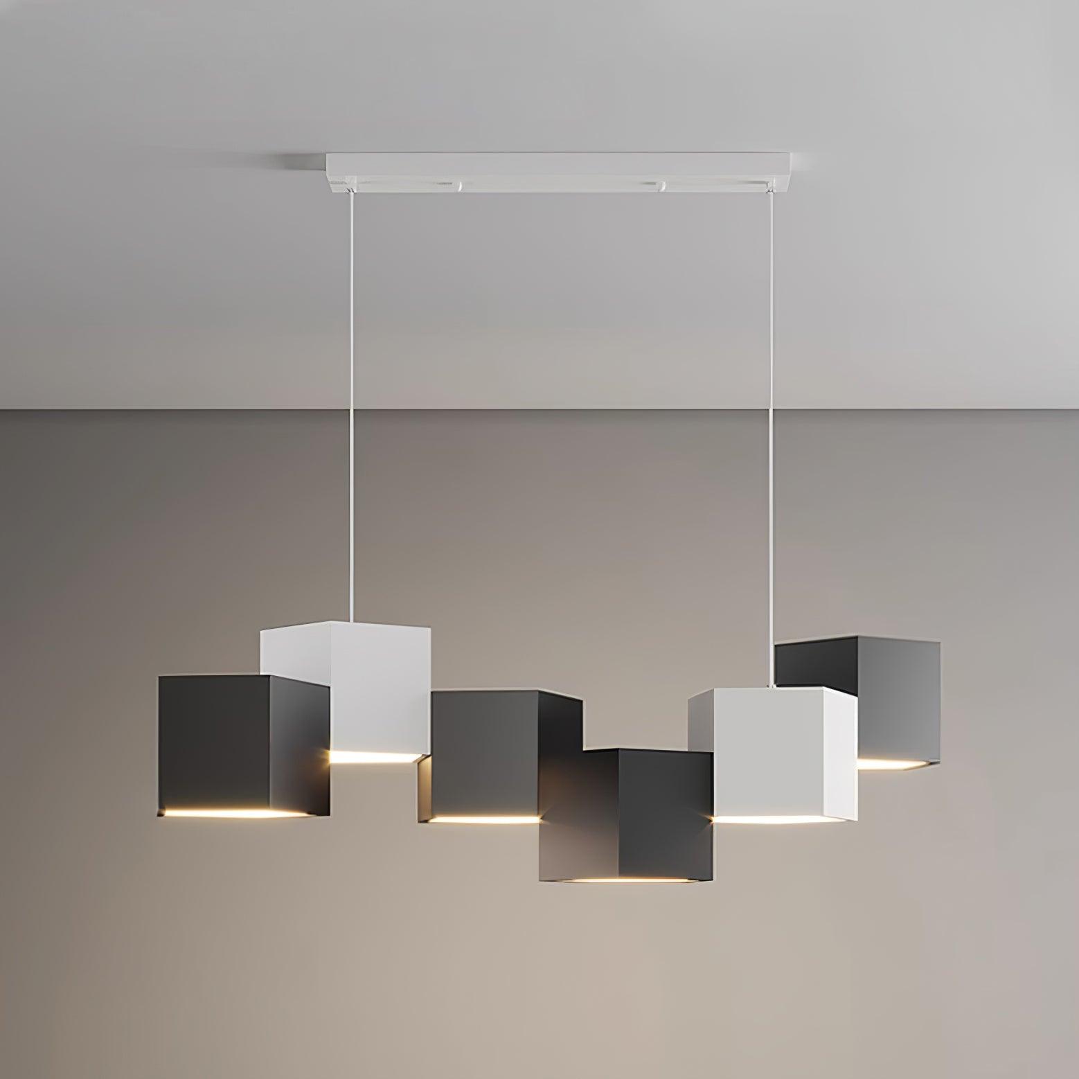 Modern Magic Cube LED Pendant Lamp Geometric Acrylic Hanging Light for Dining Room