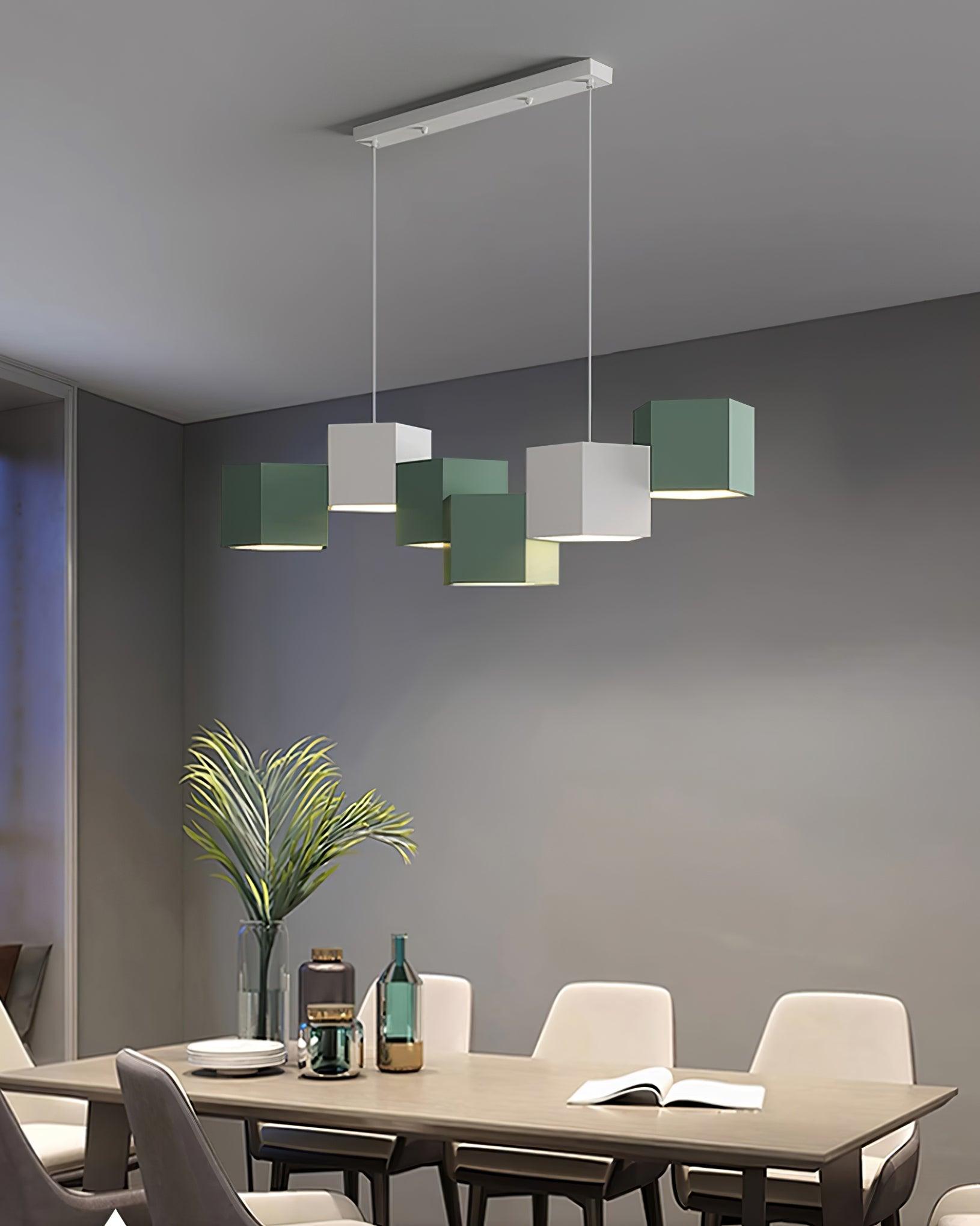 Modern Magic Cube LED Pendant Lamp Geometric Acrylic Hanging Light for Dining Room