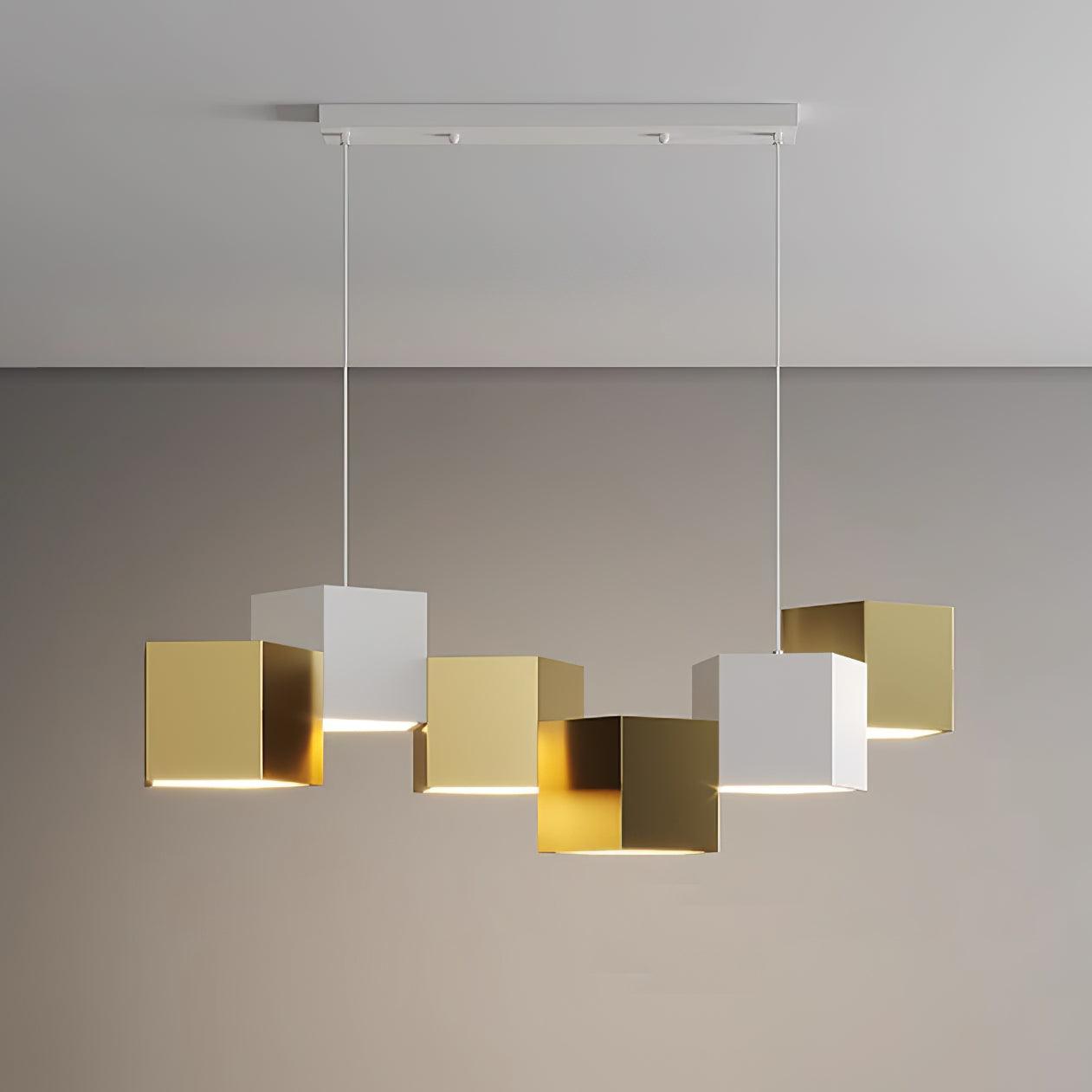 Modern Magic Cube LED Pendant Lamp Geometric Acrylic Hanging Light for Dining Room