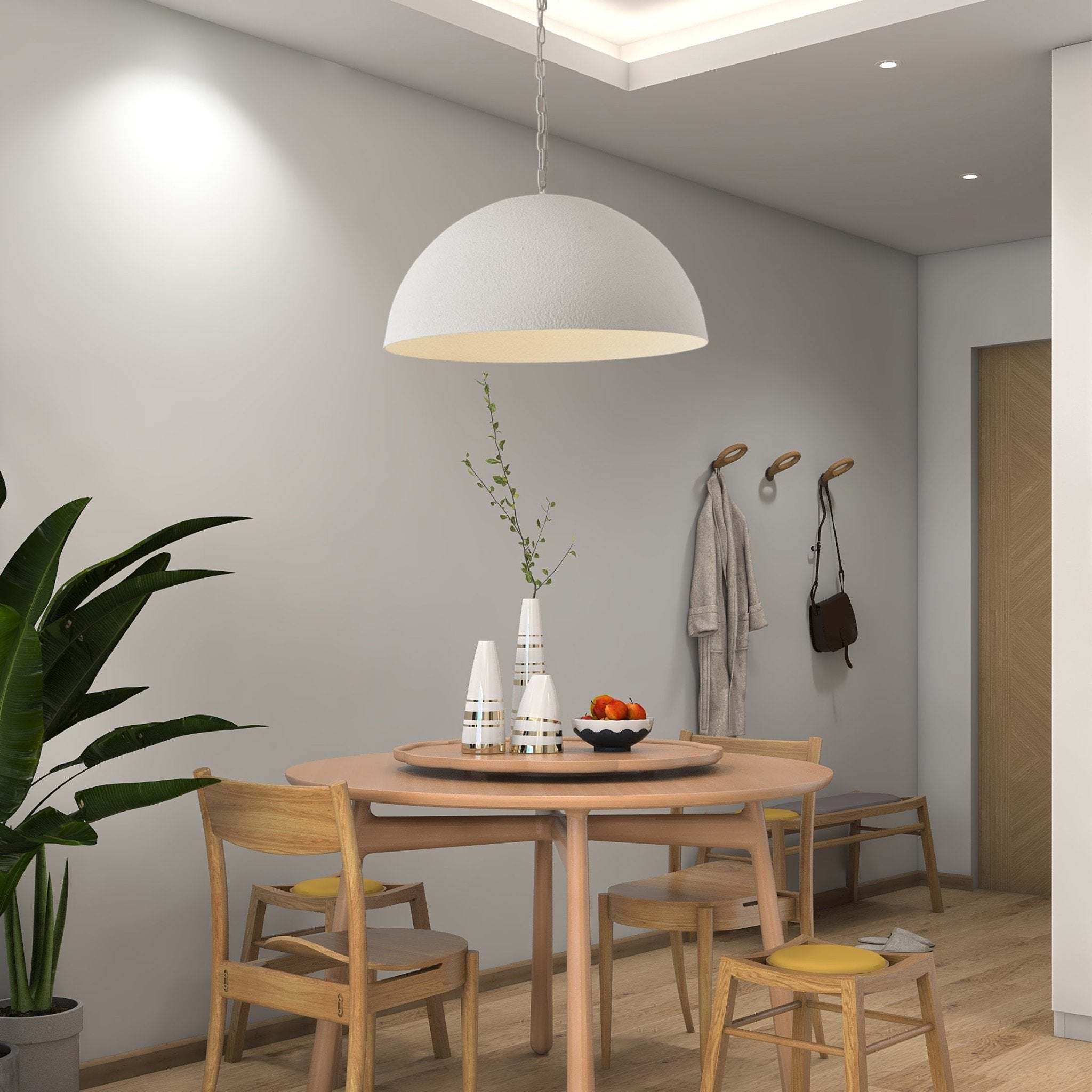 Modern Magma Dome Pendant Light Large White Metal Ceiling Hanging Lamp for Kitchen and Dining Room