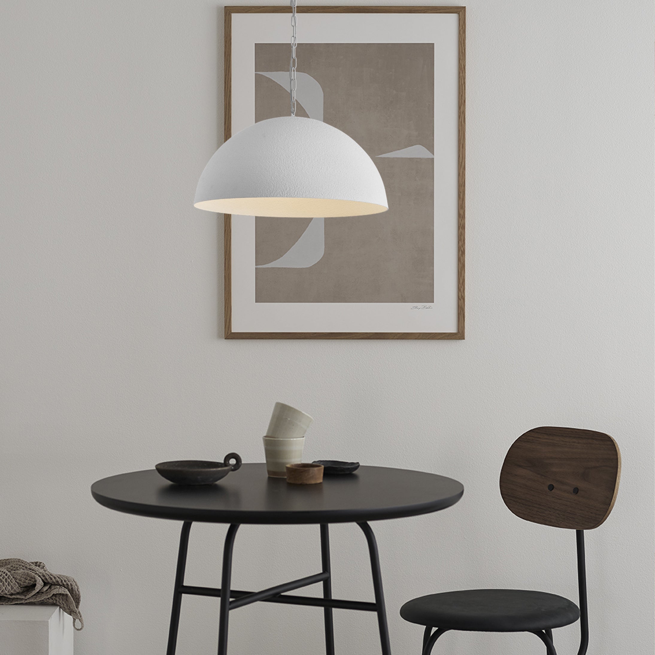 Modern Magma Dome Pendant Light Large White Metal Ceiling Hanging Lamp for Kitchen and Dining Room