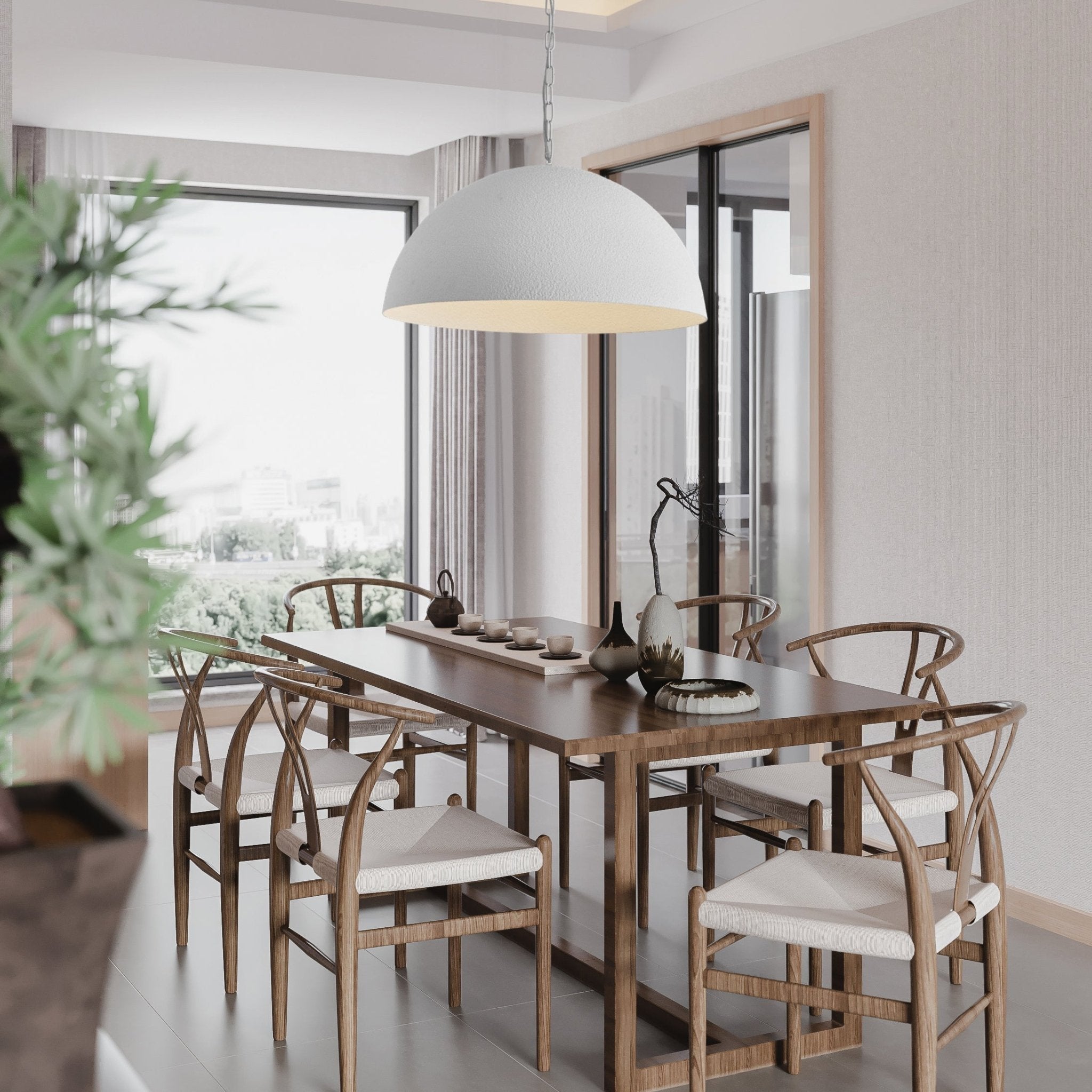 Modern Magma Dome Pendant Light Large White Metal Ceiling Hanging Lamp for Kitchen and Dining Room