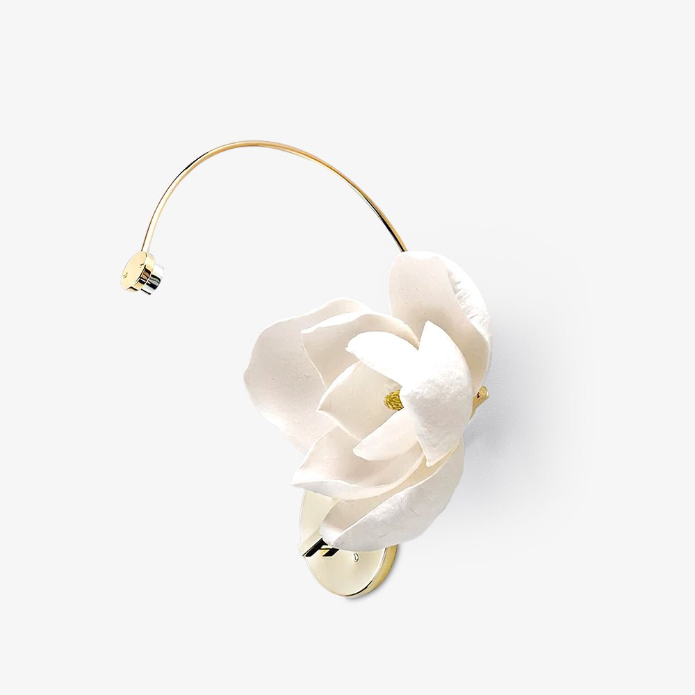 Modern Magnolia Flower Wall Sconce Set with Handcrafted Cotton Paper Petals