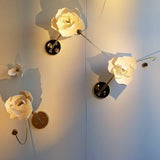 Modern Magnolia Flower Wall Sconce Set with Handcrafted Cotton Paper Petals