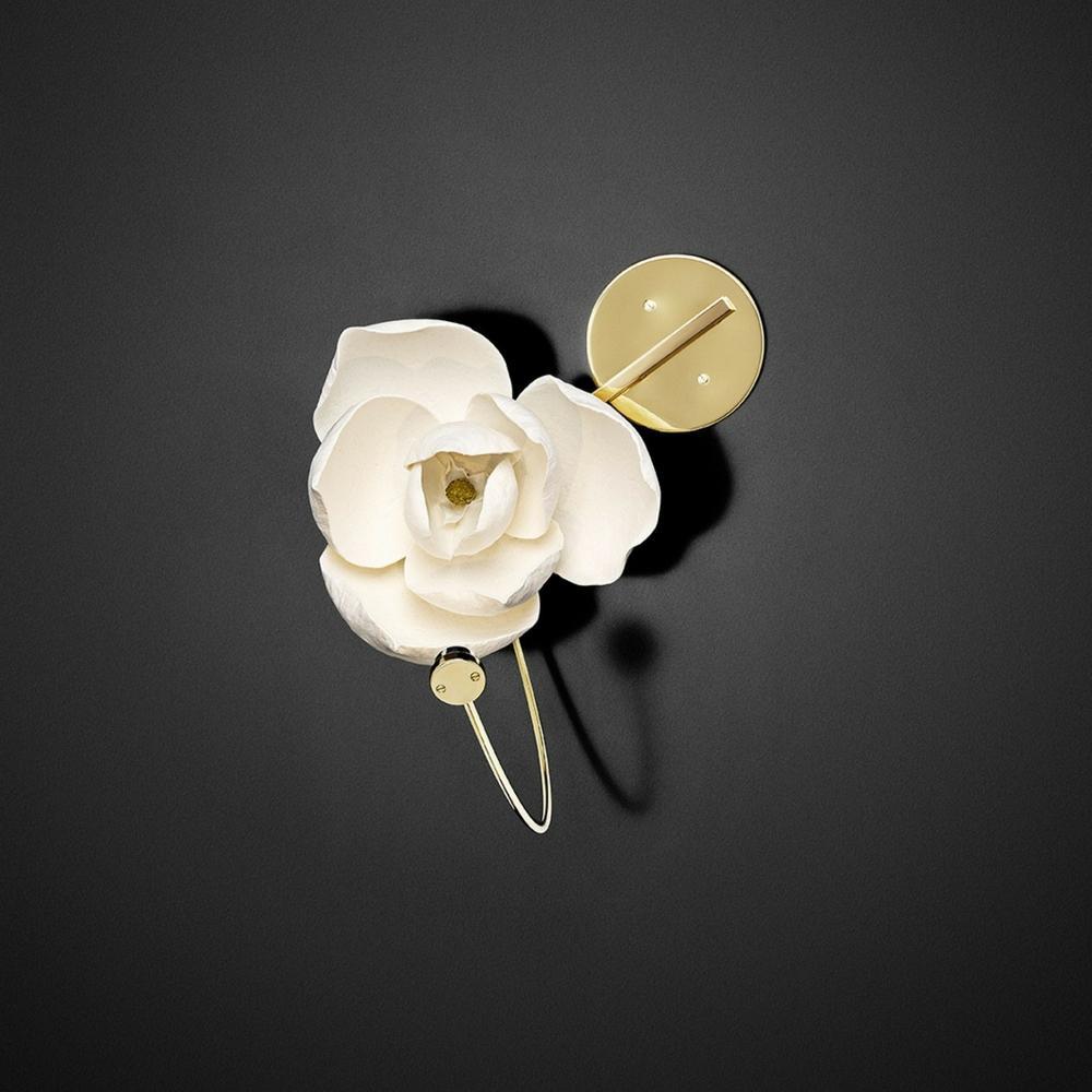Modern Magnolia Flower Wall Sconce Set with Handcrafted Cotton Paper Petals