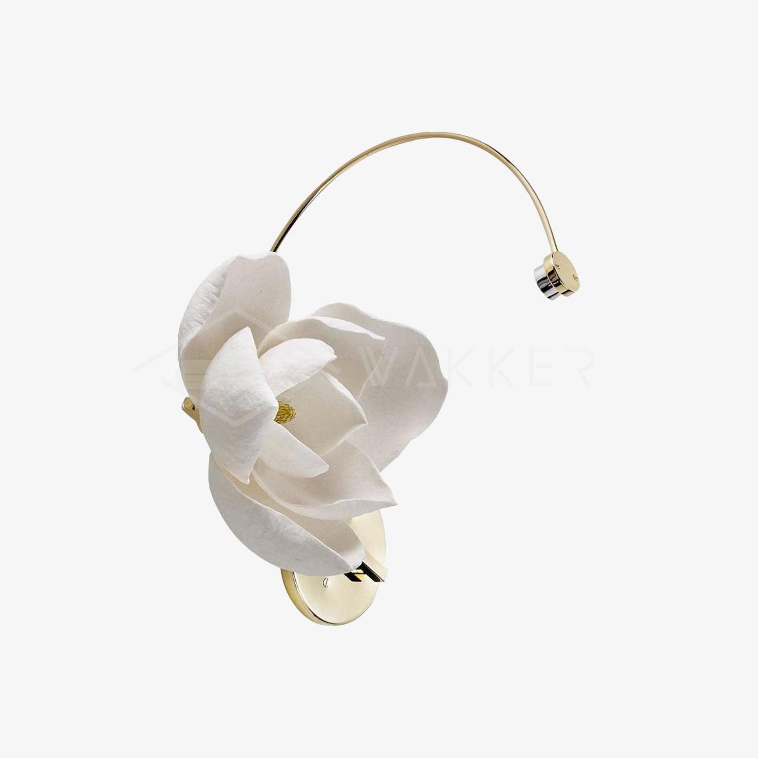 Modern Magnolia Flower Wall Sconce Set with Handcrafted Cotton Paper Petals
