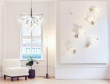Modern Magnolia Flower Wall Sconce Set with Handcrafted Cotton Paper Petals