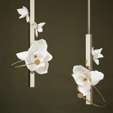Modern Magnolia Flower Wall Sconce Set with Handcrafted Cotton Paper Petals