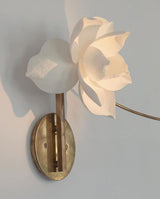Modern Magnolia Flower Wall Sconce Set with Handcrafted Cotton Paper Petals