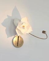 Modern Magnolia Flower Wall Sconce Set with Handcrafted Cotton Paper Petals