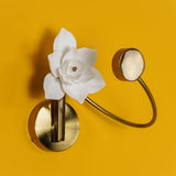 Modern Magnolia Flower Wall Sconce Set with Handcrafted Cotton Paper Petals