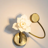 Modern Magnolia Flower Wall Sconce Set with Handcrafted Cotton Paper Petals