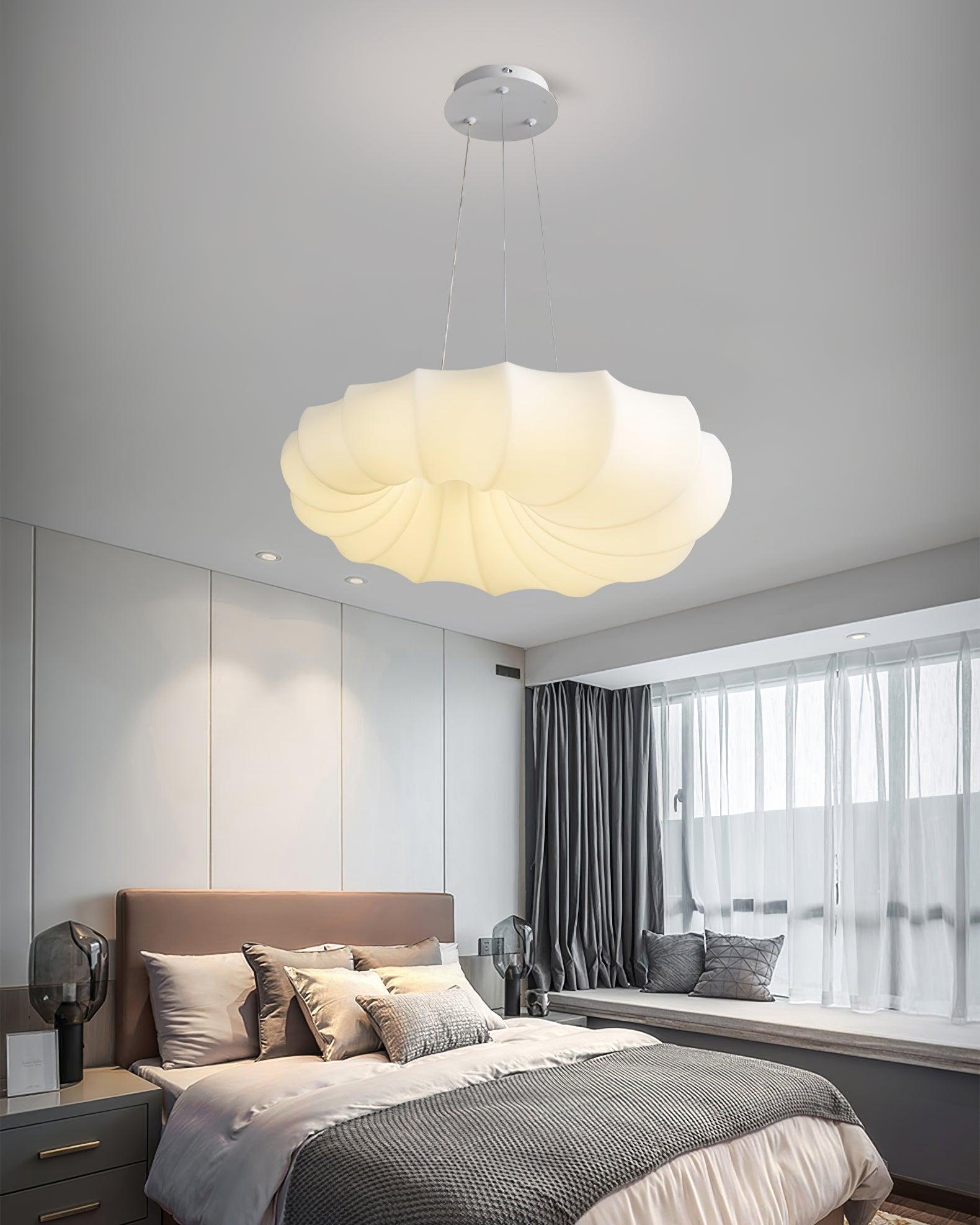 Modern Malibu LED Pendant Light Minimalist White Metal PE Ceiling Hanging Lamp for Indoor Decor