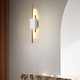 Modern Marble and Gold LED Wall Sconce Luxury Strip Light for Bedroom and Hallway