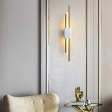 Modern Marble and Gold LED Wall Sconce Luxury Strip Light for Bedroom and Hallway