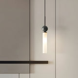 Modern Marble Cylinder Pendant Light with Copper Accents and Acrylic Shade Hanging Lamp