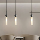 Modern Marble Cylinder Pendant Light with Copper Accents and Acrylic Shade Hanging Lamp
