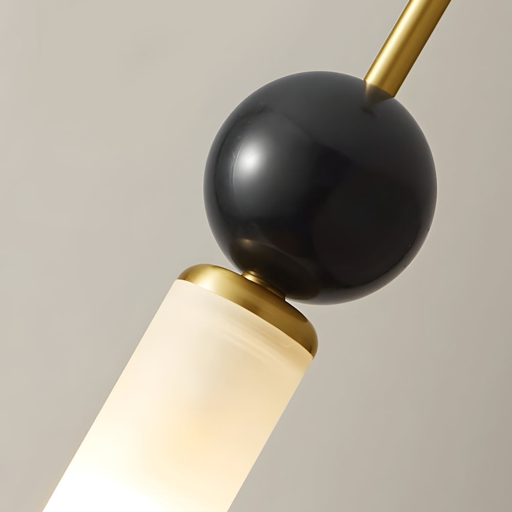 Modern Marble Cylinder Pendant Light with Copper Accents and Acrylic Shade Hanging Lamp