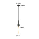 Modern Marble Cylinder Pendant Light with Copper Accents and Acrylic Shade Hanging Lamp