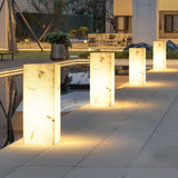 Modern Marble Effect Cube Outdoor LED Landscape Path Light and Garden Pillar Lamp