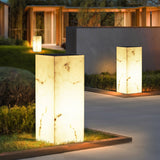 Modern Marble Effect Cube Outdoor LED Landscape Path Light and Garden Pillar Lamp
