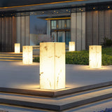 Modern Marble Effect Cube Outdoor LED Landscape Path Light and Garden Pillar Lamp