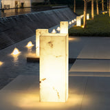 Modern Marble Effect Cube Outdoor LED Landscape Path Light and Garden Pillar Lamp