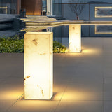 Modern Marble Effect Cube Outdoor LED Landscape Path Light and Garden Pillar Lamp