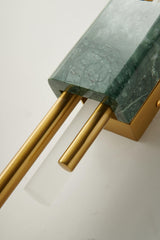 Modern Marble Plug In Wall Sconce with Slim Gold Rods and Opal LED Light Set of 2