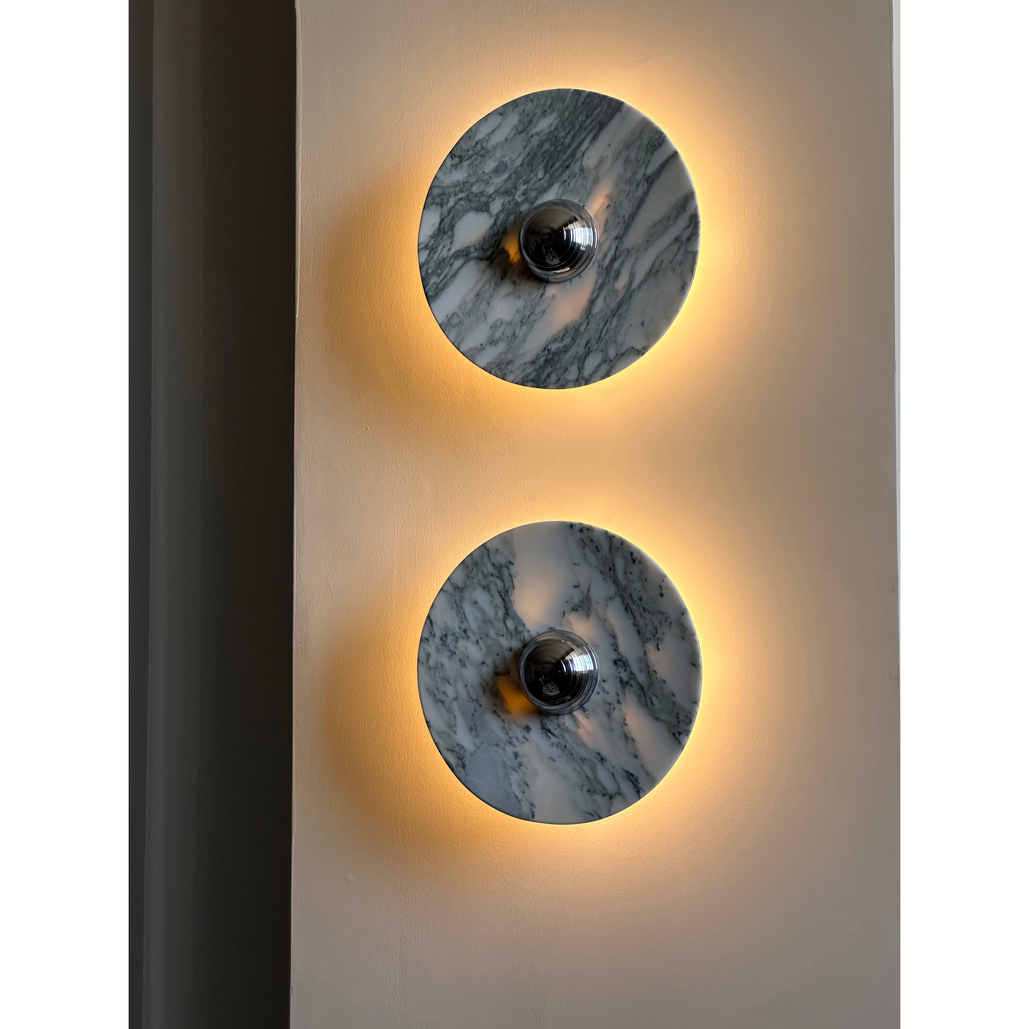 Modern Marble Rechargeable LED Wall Sconce with Natural Stone Pattern and Touch Dimming