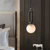 Modern Marble Sphere Pendant Light Natural Texture Black and Copper Nordic G9 Hanging Lamp