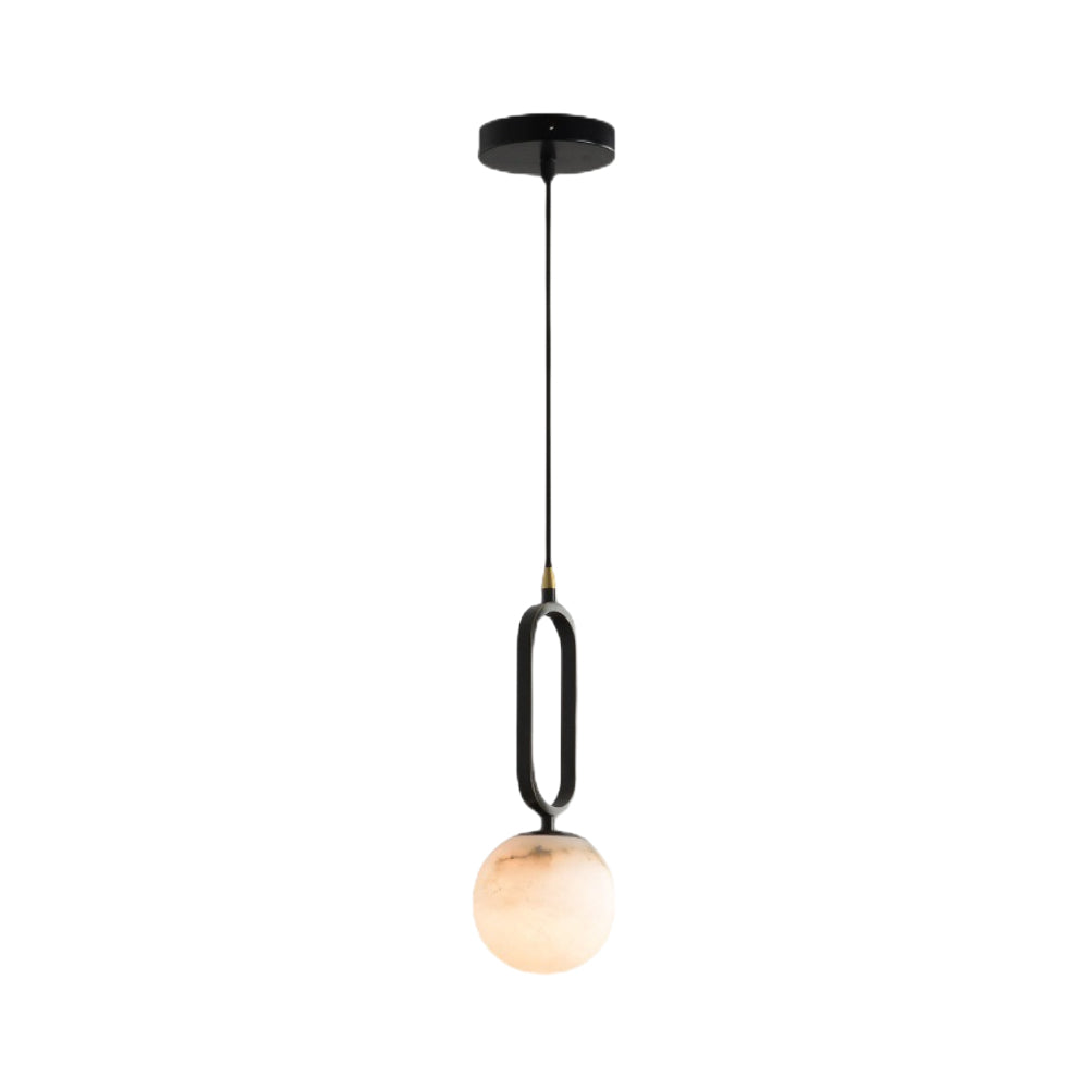 Modern Marble Sphere Pendant Light Natural Texture Black and Copper Nordic G9 Hanging Lamp
