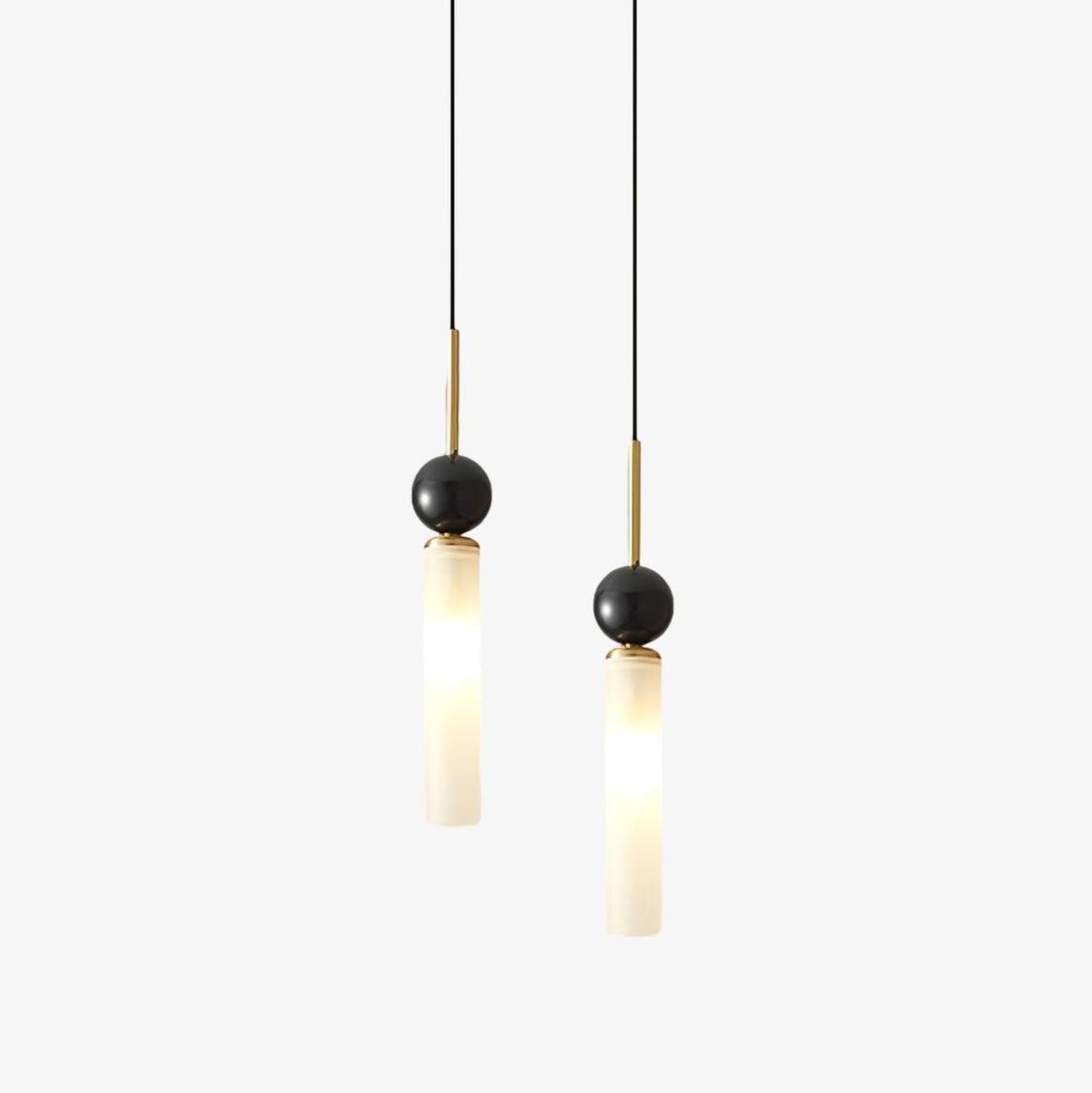 Modern Marble Vertical LED Pendant Lamp with Brass Accents for Minimalist Interior Lighting