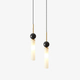 Modern Marble Vertical LED Pendant Lamp with Brass Accents for Minimalist Interior Lighting