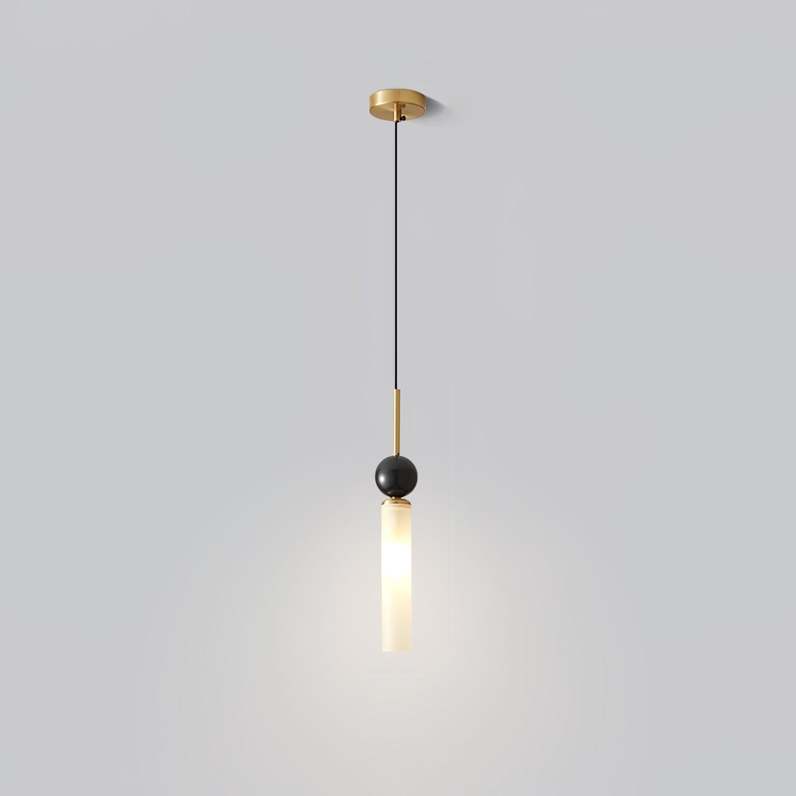 Modern Marble Vertical LED Pendant Lamp with Brass Accents for Minimalist Interior Lighting