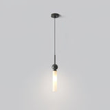 Modern Marble Vertical LED Pendant Lamp with Brass Accents for Minimalist Interior Lighting