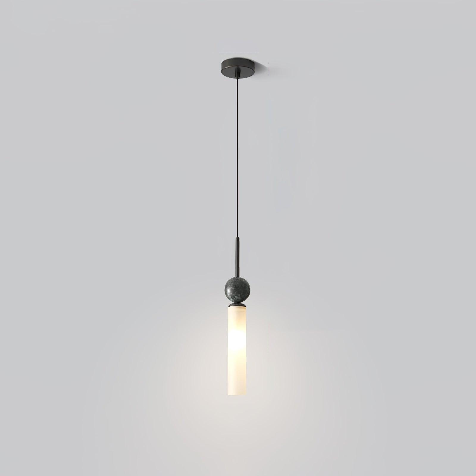 Modern Marble Vertical LED Pendant Lamp with Brass Accents for Minimalist Interior Lighting