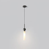 Modern Marble Vertical LED Pendant Lamp with Brass Accents for Minimalist Interior Lighting