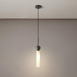 Modern Marble Vertical LED Pendant Lamp with Brass Accents for Minimalist Interior Lighting