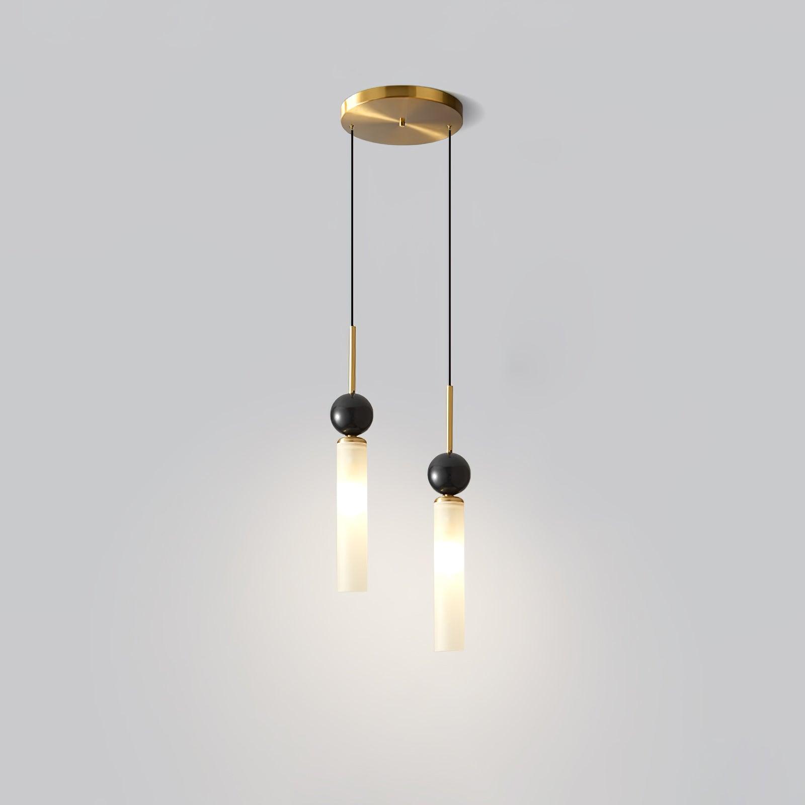 Modern Marble Vertical LED Pendant Lamp with Brass Accents for Minimalist Interior Lighting