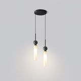 Modern Marble Vertical LED Pendant Lamp with Brass Accents for Minimalist Interior Lighting