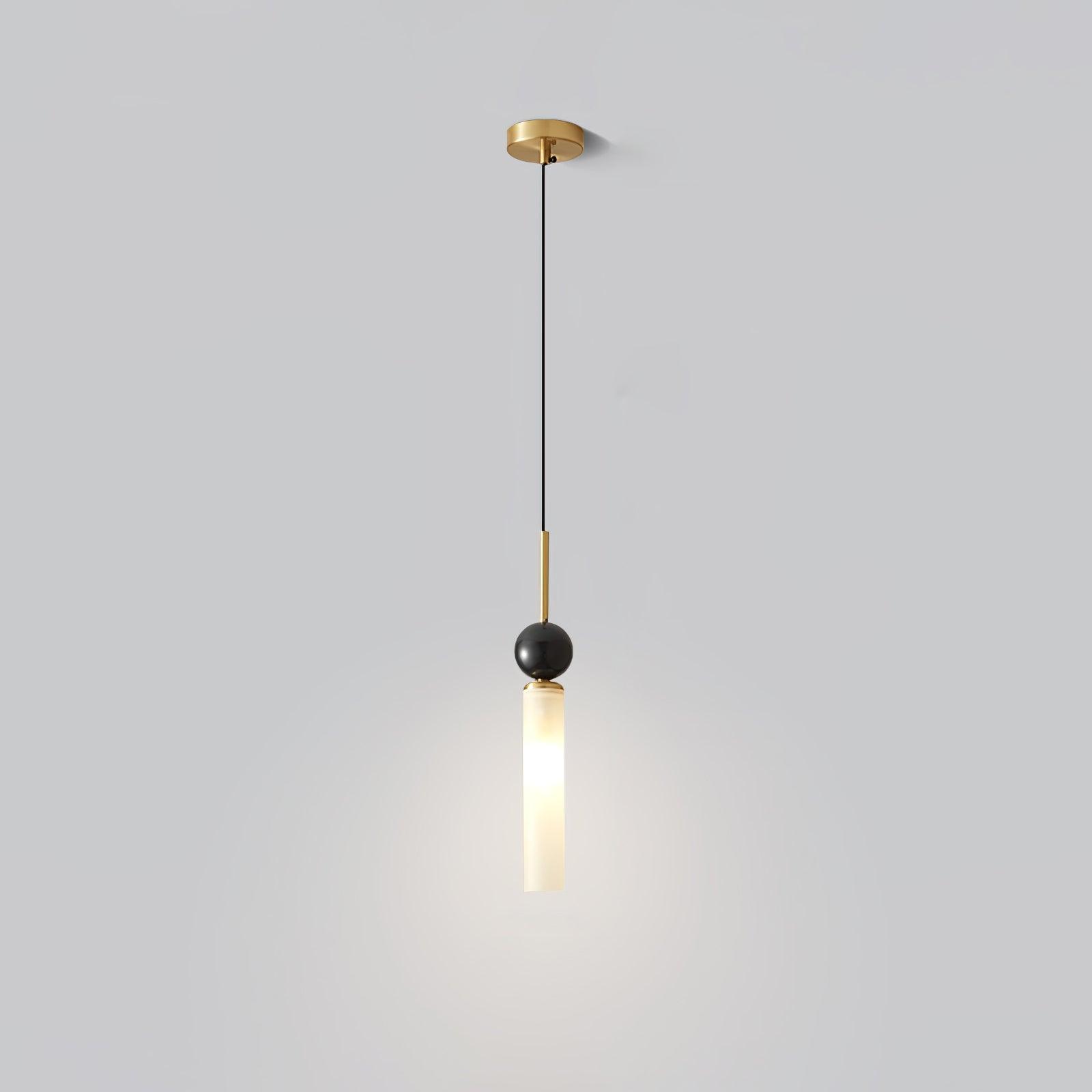 Modern Marble Vertical LED Pendant Lamp with Brass Accents for Minimalist Interior Lighting