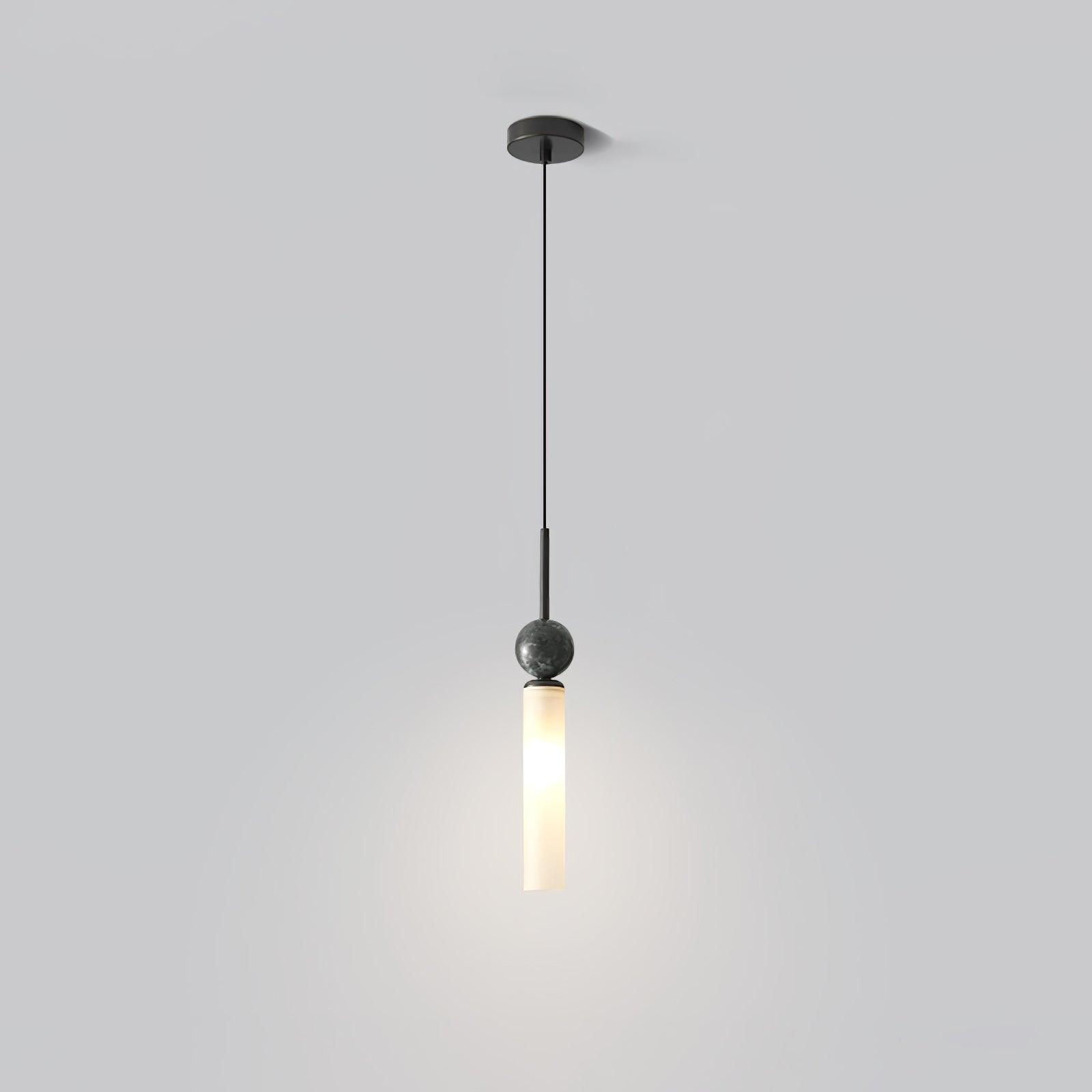 Modern Marble Vertical LED Pendant Lamp with Brass Accents for Minimalist Interior Lighting