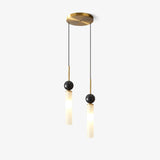 Modern Marble Vertical LED Pendant Lamp with Brass Accents for Minimalist Interior Lighting