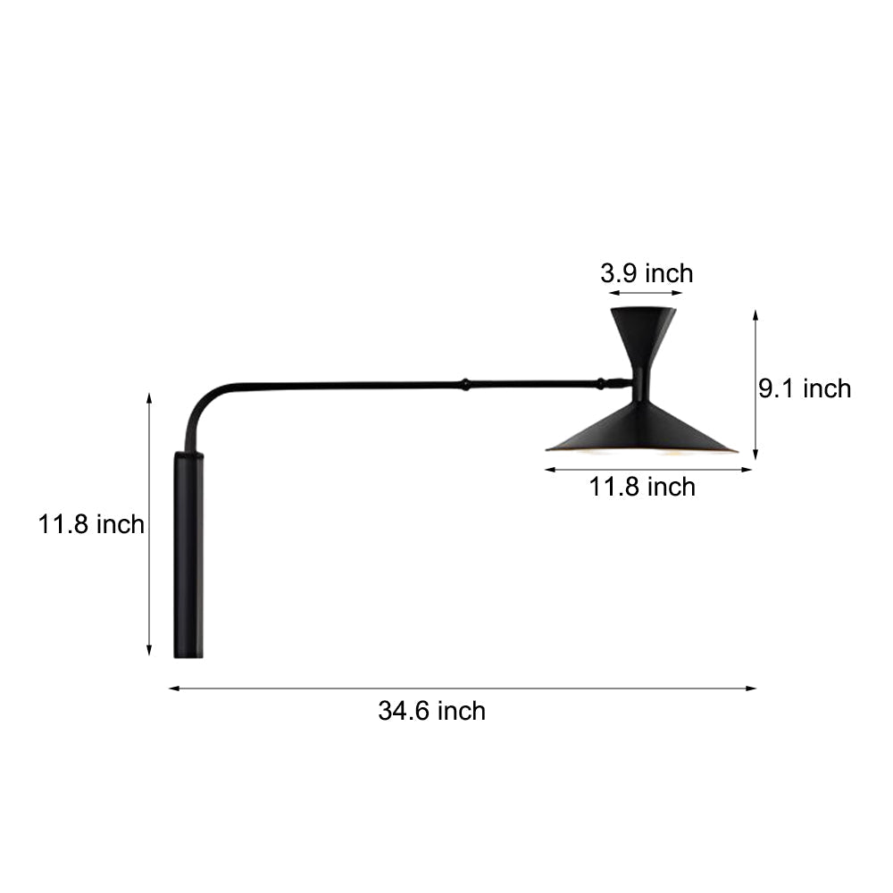Modern Marseille Adjustable Swing Arm Wall Sconce with Dual Trumpet Metal Shades