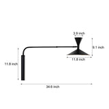 Modern Marseille Adjustable Swing Arm Wall Sconce with Dual Trumpet Metal Shades