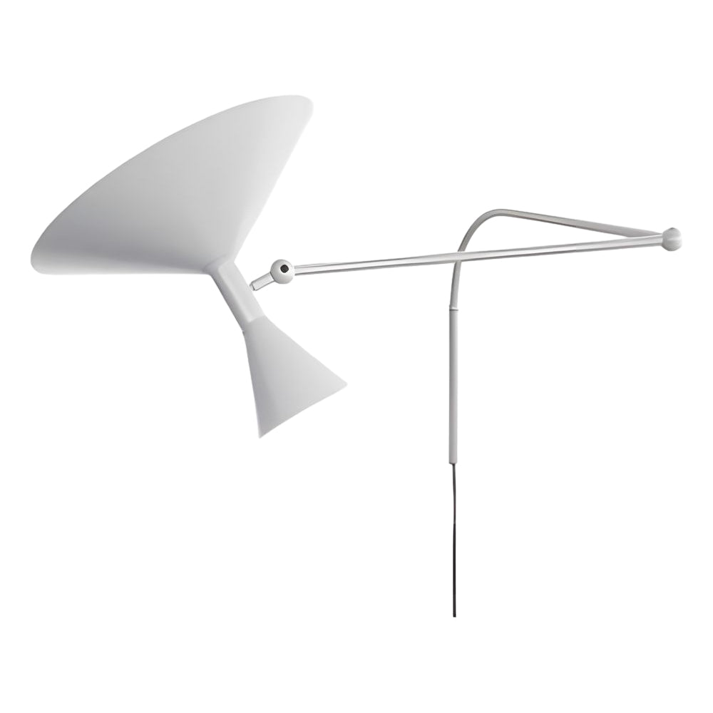 Modern Marseille Adjustable Swing Arm Wall Sconce with Dual Trumpet Metal Shades