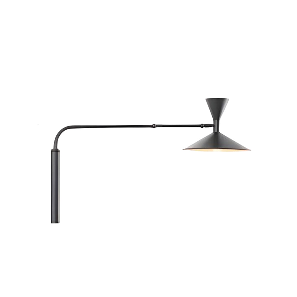 Modern Marseille Adjustable Swing Arm Wall Sconce with Dual Trumpet Metal Shades